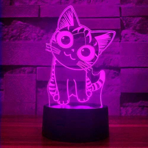 Lámpara De Gato Luces Nocturnas Con Ilusión 3d Para Niños - 
