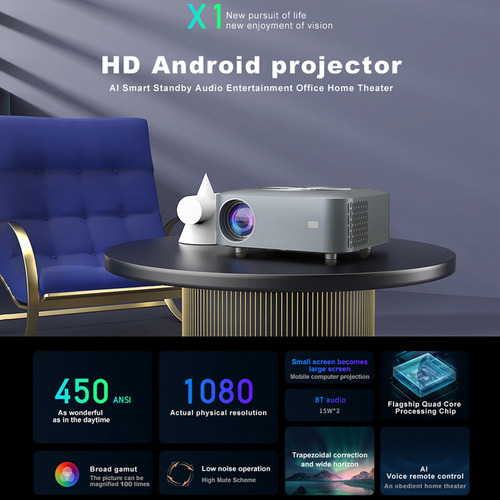 Proyector, Lámpara Multimedia Para Exteriores De 120 Pulgada
