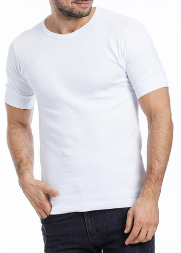 Camiseta Manga Corta Interlock Color Blanco Ideal Dias Frio