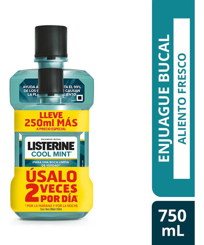 Enjuague Bucal Listerine® Cool Mint  500 Ml + 250 Ml