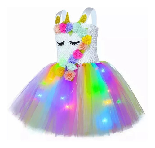 Vestidos De Unicornio Importados Para Niñas Con Luces