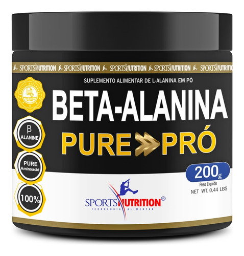 Beta Alanina 2000mg 100% Pura - Fórmula Exclusiva Com 100 Doses - Sports Nutrition - 200g