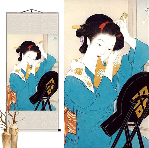 Pintura Japonesa Arte Pared Arte Colgante Geisha Chica ...
