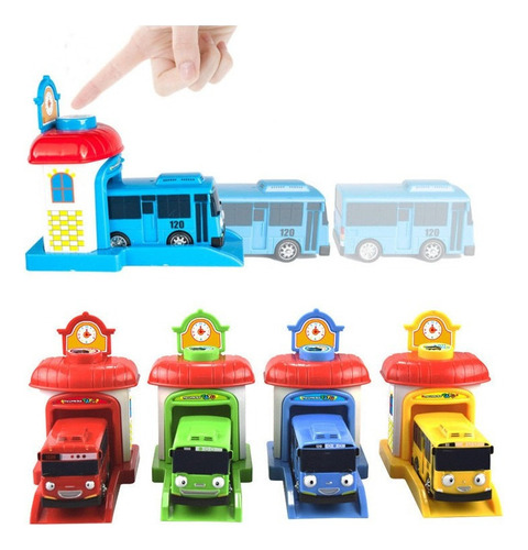 Set De 4 Coches De Juguete Tayo Bus Para Niños