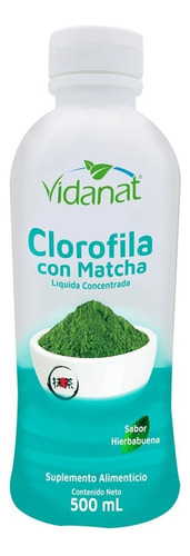 Suplemento En Líquido Vidanat Clorofila Con Matcha En Botella De 500ml