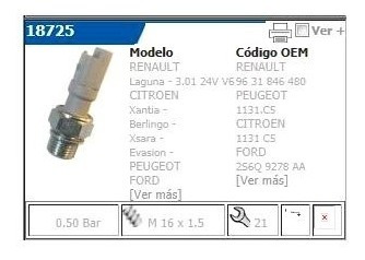 Bulbo Presion Aceite Citroen C5 Picasso 1.6 1.8 2.0 Hdi