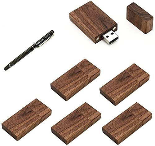 Memoria Usb 2.0 3.0 Rectangular Madera Nogal 5 Unidades