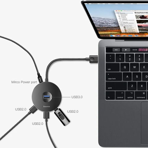 Hub Adaptador Conector Usb-c A 4 Puertos Usb 1 Micro Usb Th