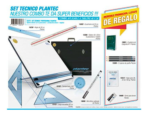 Set Tecnico Compl. Plantec Tablero 40x50 Atril 6 Pos 26+