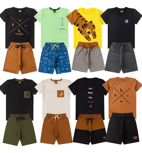 Rosa Azul Kids Kit 8 Peças De Roupa Conjunto Infantil Menino Verão So