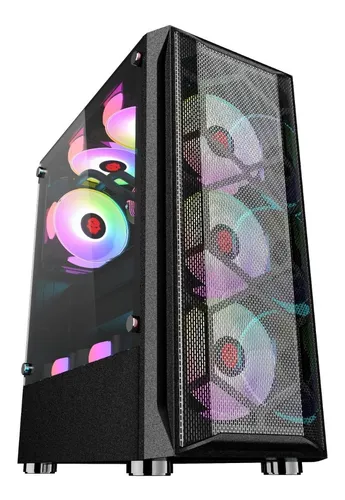 Gabinete Gamer Pro Star Diomand Black+ Kit 6 Ventiladores Rg