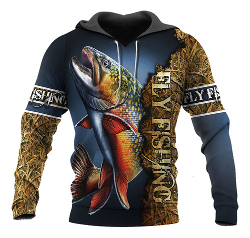 Hermosa Sudadera Con Capucha Estampada En 3d Para Pesca Con