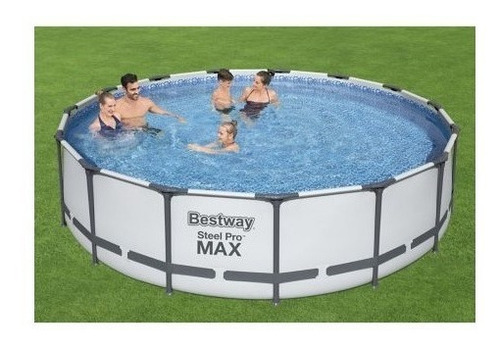 Piscina estructural redonda Intex 26724 con capacidad de 14614 litros de 0m de largo x 0m de ancho de 4.57m de diámetro gris claro