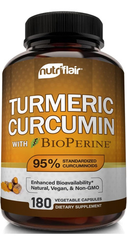 Turmeric Curcumin With Bioperine Nutriflair 180 Capsulas