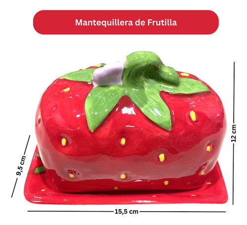 Mantequillera Con Tapa Mantequillera De Ceramica Frutilla Rojo