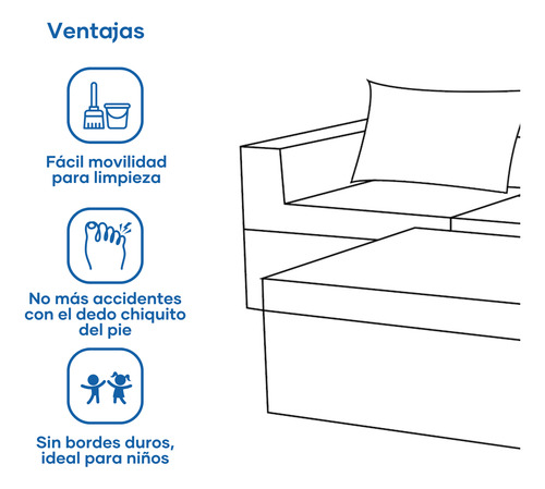 Sala California Smooth Modular 4 Piezas Sin Patas