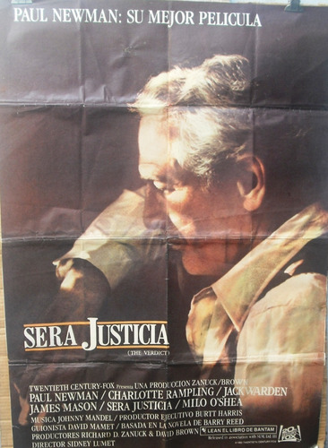 Afiche Original De La Película Será Justicia Con Paul Newman
