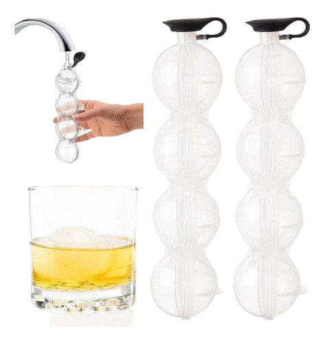 Imagen 5 de 10 de 2 Moldes Hielos Esfera Bola Cocina Bar Coctel Bebidas Whisky