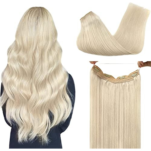 Extensiones De Pelo Humano Alambre, Platino Rubia 95g Dwb2i
