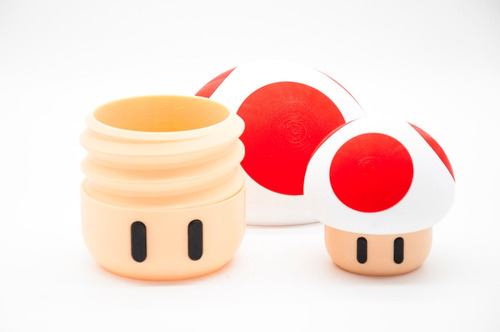 Imagen 3 de 5 de Toad Super Mario Contenedor (10 Cm) A Rosca Impreso En 3d