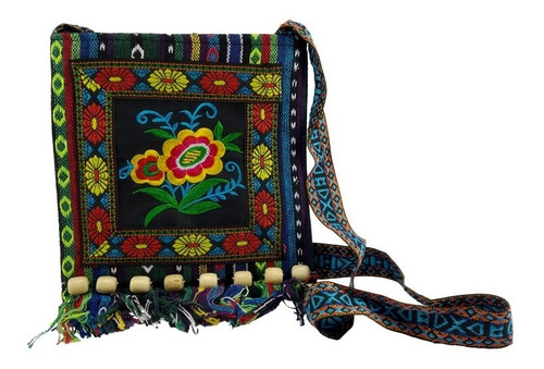 Imagen 2 de 5 de Bolsa Morral Hippie Vintage Bordado Floral Mod B3