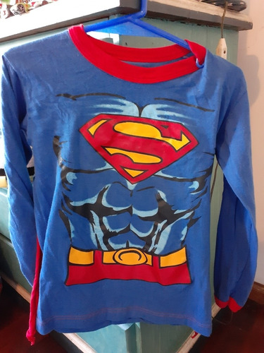 Disfraz Remera Con Capa Superheroe Superman
