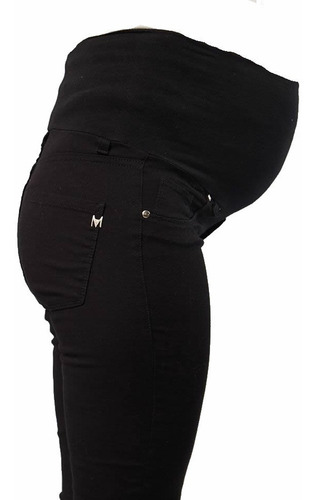 Pantalón Bruce Full Embarazada Maternity Gabardina Negro