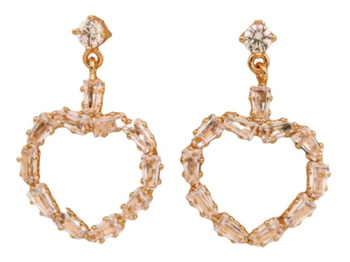 Aretes Corazon Oro Laminado 18k Huggies Largas Hermosas