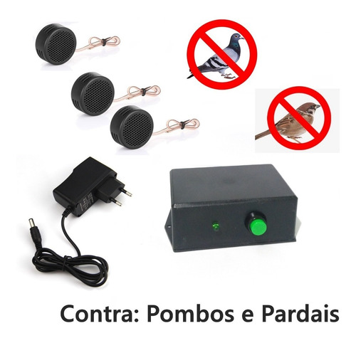 Espanta Pombos, Pardais, Andorinha, 3 Emissores Eletrônico