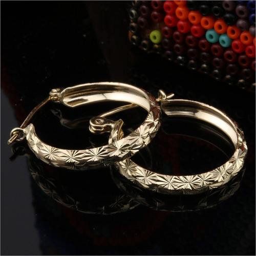 Aretes Arracadas Lujo Oro Sólido 10k Mujer Universo 15 Mm