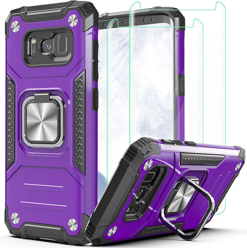 Funda Para Samsung Galaxy S8 2 Protectores Pantalla Violeta