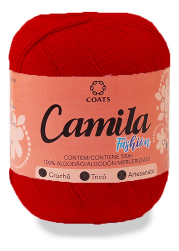 Linha Crochê Camila Fashion 09046 Vermelho Intenso Pct C/06