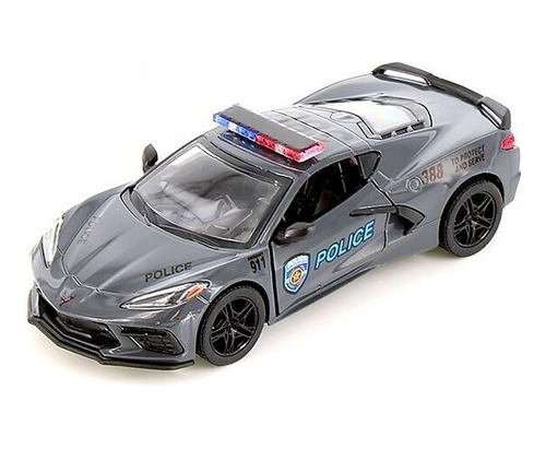 Corvette 2021 Policia/bomberos. Escala 1:36 Kinsmart. 12cms.