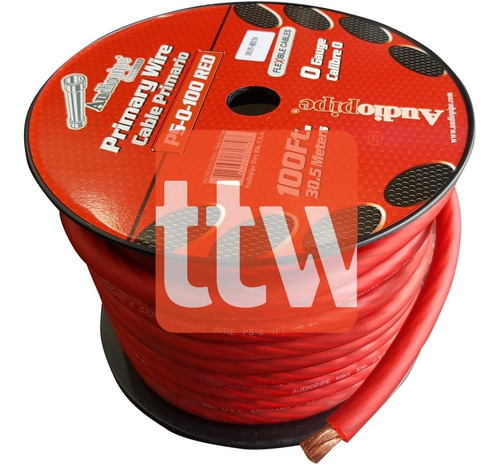Imagen 1 de 10 de Cable 0 Gauge X Metro +flexible Audiopipe Rojo Libre Oxigeno