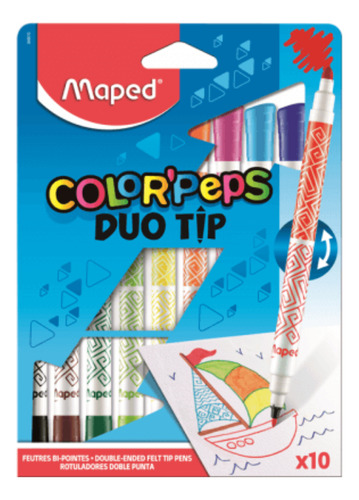 Caneta Hidrográfica Color´peps Duo Tip Maped Com 10 Cores
