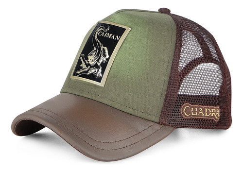Gorra Cuadra Café/verde Único Piel/textil