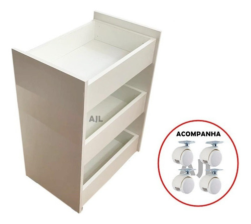 Mostrador de lavandería con 4 ruedas, color de los muebles: blanco