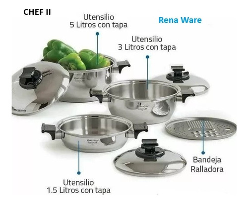 Juego Ollas De Cocina Rena Ware. Chef  Ii