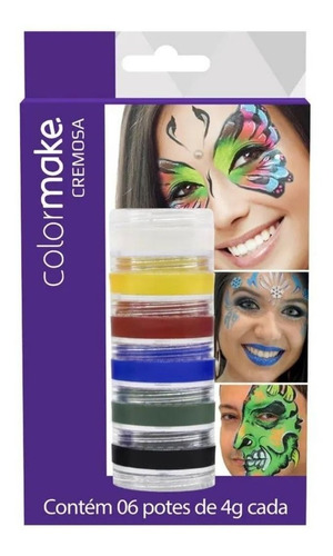 Tinta Facial Colormake Maquiagem Artística 6 Cores Cremosa