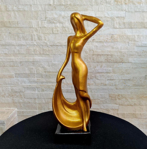 Estátua Mulher Dama Com Vestido Abstrata Linda Grande 40 Cm!