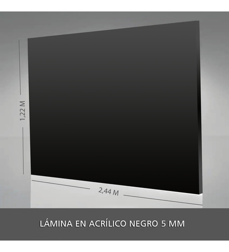 Lámina Acrílica Negra Completa 5mm 1.22 M X 2.44 M