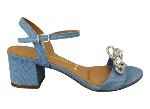 Sandalias Vizzano Taco Medio 5cm  Jeans Con Detalle Moño 