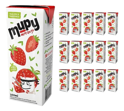 Suco De Soja Morango Mupy 200ml - Kit C/ 15 Unds
