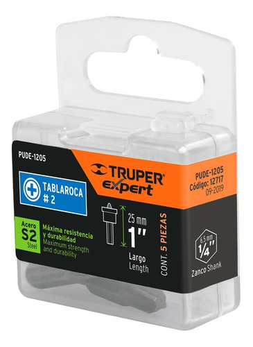 Puntas Cruz No.2 Tablaroca 1´ Yeso Hunde Tornillos 5pz 12717