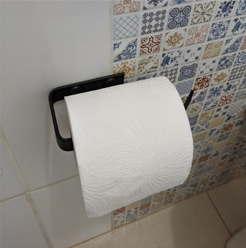 Porta Papel Higiênico Parede Banheiro Preto Fosco Supremo