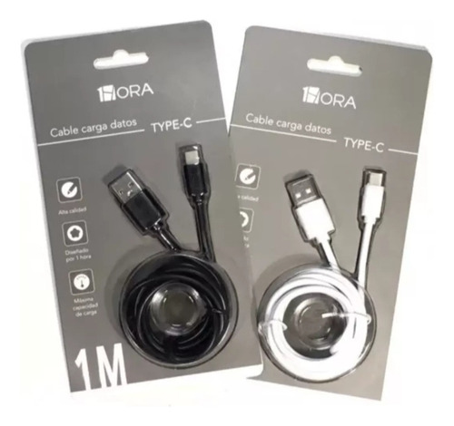 Kit 5pzs Cable Usb Tipo C 1m Carga Rapida 2.1a 1hora Blister