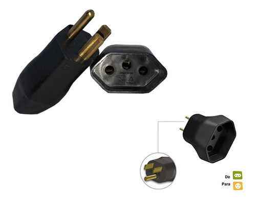 Imagem 1 de 7 de 5 Peças Pino Plug Adaptador Tripolar Reverso 2p+t 15a Nbr
