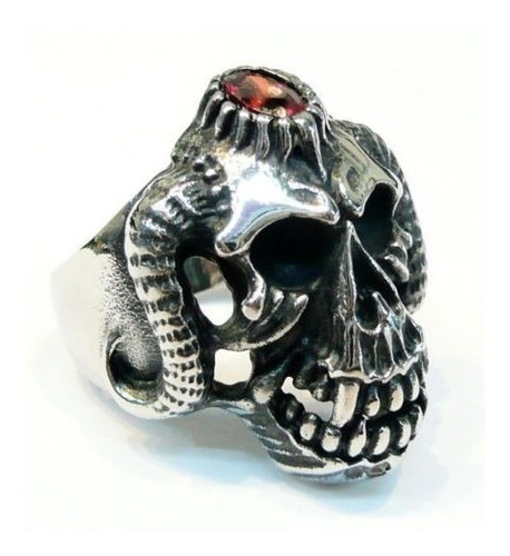 Anillo De Acero De Cabeza De Carnero Calavera Exelente