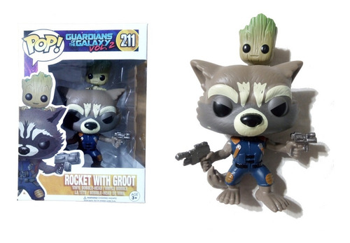 Muñeco Rocket / Groot Símil Funko Pop! #211 Articulado 9 Cm