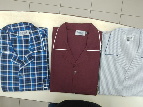 Imagen 3 de 9 de Pijama Hombre Camisero M/ Larga P/ Largo Prendido Adelante